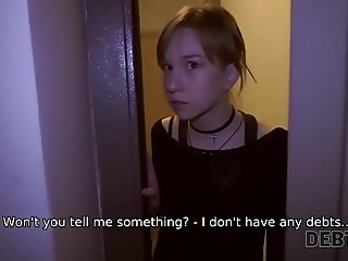 Debt4k. Apple devices college girl Alice Klay to take out a loan and fuck for it