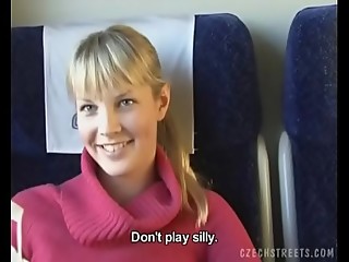 Czech streets Blonde girl in train