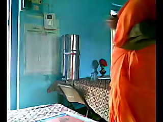 satin saree aunty