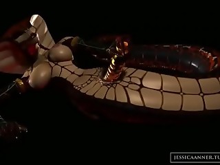3D Cobra chick masturbates