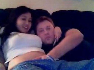 chubby asian teen gives a webcam show with her boyfriend